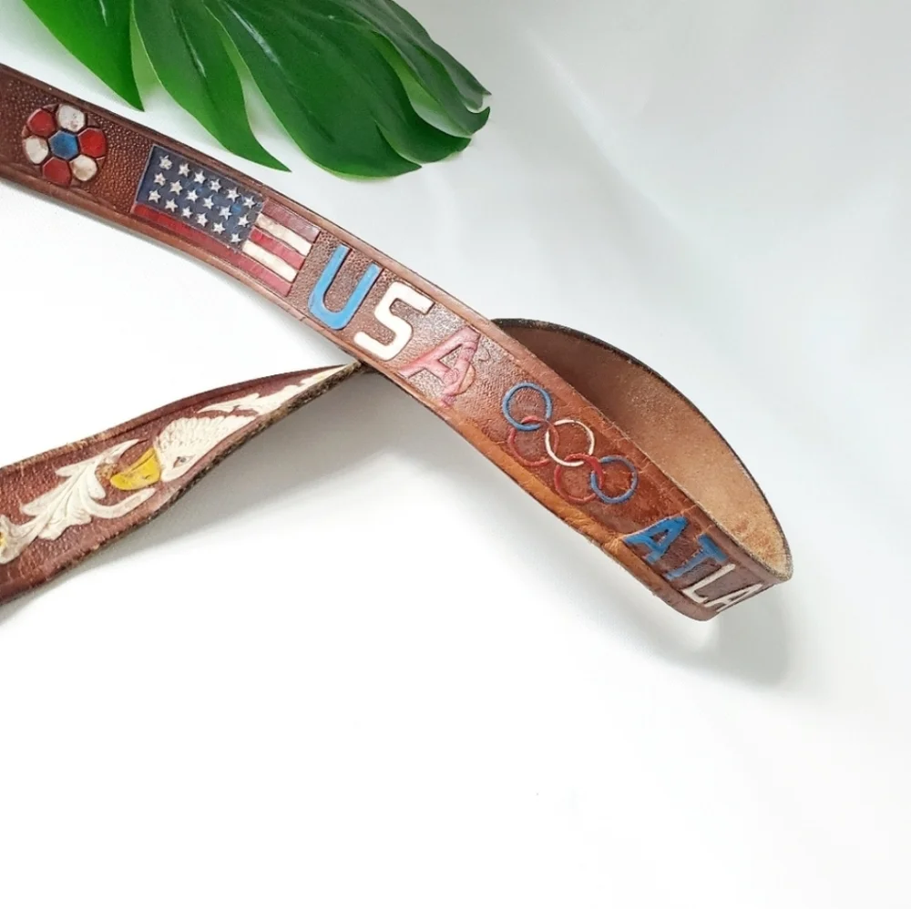 Vintage 1996 Atlanta Olympics Leather Socker Belt